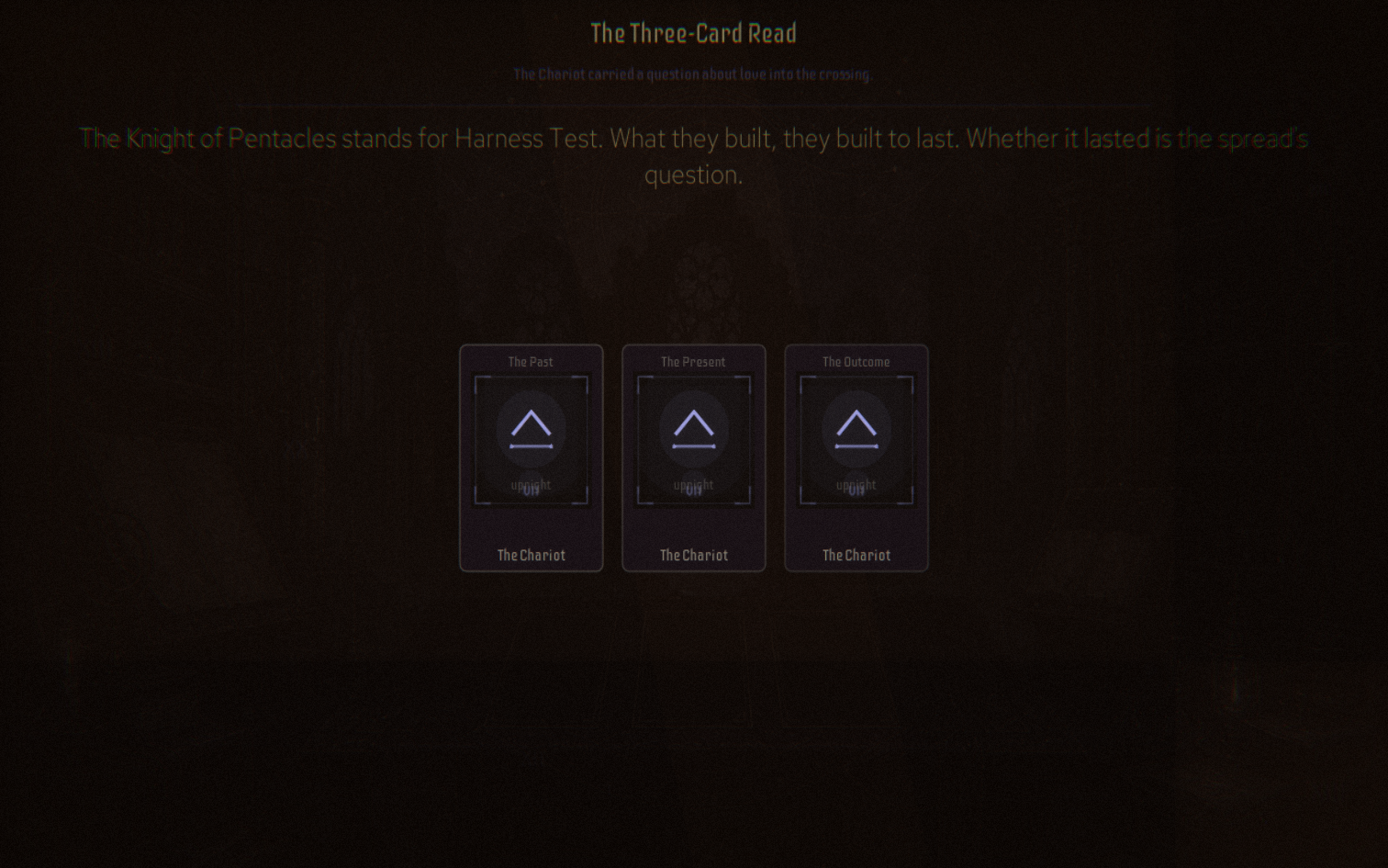 End-of-run reading with cards and interpretation text